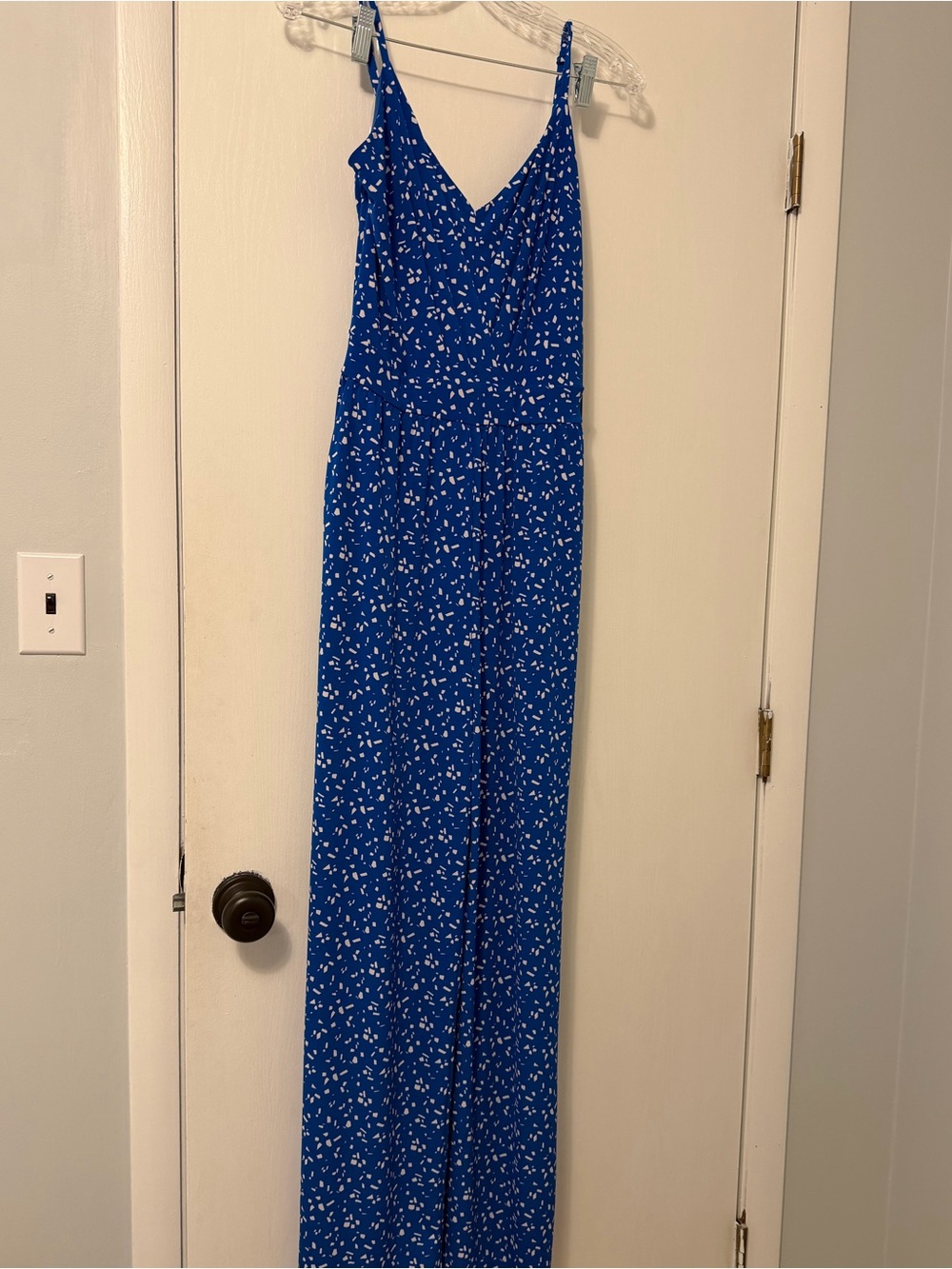 Korye Royal Blue Printed Dress with White Confetti Pattern